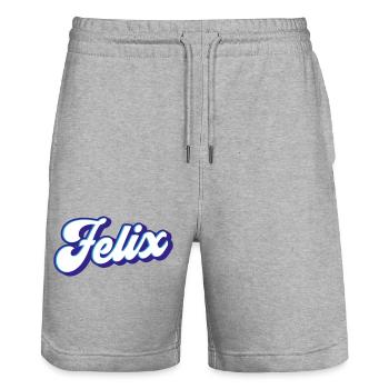 Félix | Couleurs changeantes - Short de jogging bio TRAINER Stanley/Stella unisexe - gris chiné - Devant - Nik (191cm) & Marisol (170cm)