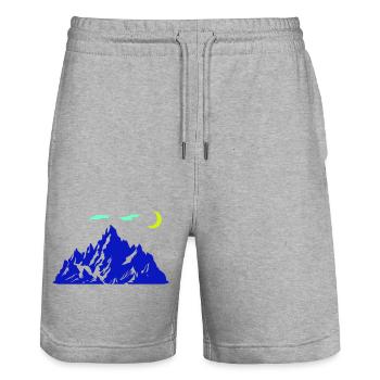 mountain halbmond - Stanley/Stella Unisex Bio Joggingshorts Trainer  - Grau meliert - Vorne - Nik (191cm) & Marisol (170cm)