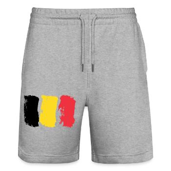 Belgium Flag / Brush - Stanley/Stella Trainer Unisex Organic Jogging Shorts - heather grey - Front - Nik (191cm) & Marisol (170cm)