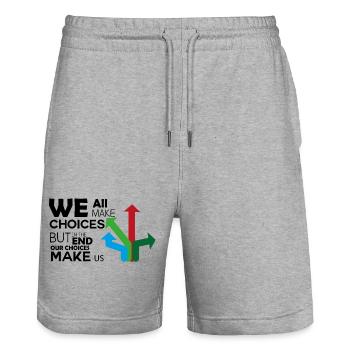 Travel Design -Reisen, Weltweit - Stanley/Stella Unisex Bio Joggingshorts Trainer  - Grau meliert - Vorne - Nik (191cm) & Marisol (170cm)