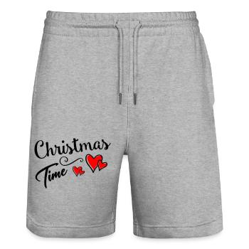 Christmas time - Stanley/Stella Unisex Bio Joggingshorts Trainer  - Grau meliert - Vorne - Nik (191cm) & Marisol (170cm)