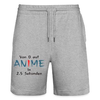 Von 0 auf Anime in 2,5 Sekunden, Spruch - Stanley/Stella Unisex Bio Joggingshorts Trainer  - Grau meliert - Vorne - Nik (191cm) & Marisol (170cm)