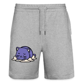 bébé chat qui dort - Short de jogging bio TRAINER Stanley/Stella unisexe - gris chiné - Devant - Nik (191cm) & Marisol (170cm)