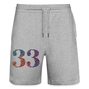 33. Geburtstag Leopard - Stanley/Stella Unisex Bio Joggingshorts Trainer  - Grau meliert - Vorne - Nik (191cm) & Marisol (170cm)