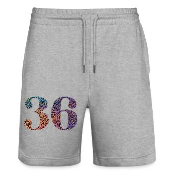 36th Birthday Leopard - Stanley/Stella Trainer Unisex Organic Jogging Shorts - heather grey - Front - Nik (191cm) & Marisol (170cm)