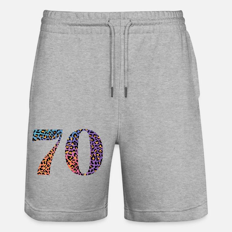 70th Anniversary Leopard - Stanley/Stella Trainer Unisex Organic Jogging Shorts - heather grey