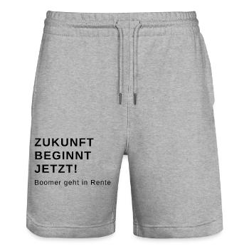 Zukunft Beginnt Jetzt boomer geht in Rente - Stanley/Stella Unisex Bio Joggingshorts Trainer  - Grau meliert - Vorne - Nik (191cm) & Marisol (170cm)