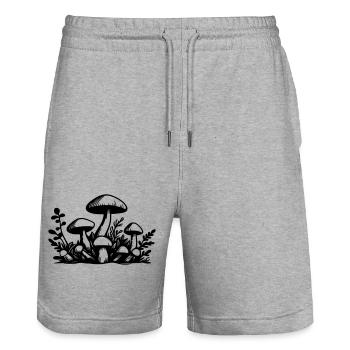 Pilze Mushrooms - Stanley/Stella Unisex Bio Joggingshorts Trainer  - Grau meliert - Vorne - Nik (191cm) & Marisol (170cm)