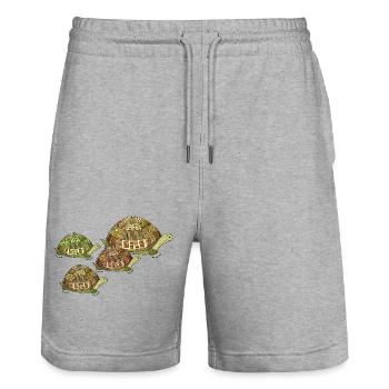 Turtles - Stanley/Stella Trainer Unisex Organic Jogging Shorts - heather grey - Front - Nik (191cm) & Marisol (170cm)