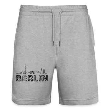 BERLIN 2023 Deutschland Hauptstadt - Stanley/Stella Unisex Bio Joggingshorts Trainer  - Grau meliert - Vorne - Nik (191cm) & Marisol (170cm)