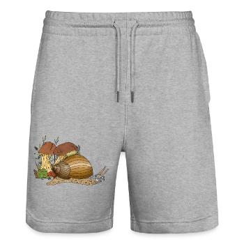 Snail - Stanley/Stella Trainer Unisex Organic Jogging Shorts - heather grey - Front - Nik (191cm) & Marisol (170cm)