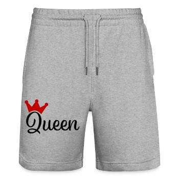Queen with Crown - Stanley/Stella Trainer Unisex Organic Jogging Shorts - heather grey - Front - Nik (191cm) & Marisol (170cm)