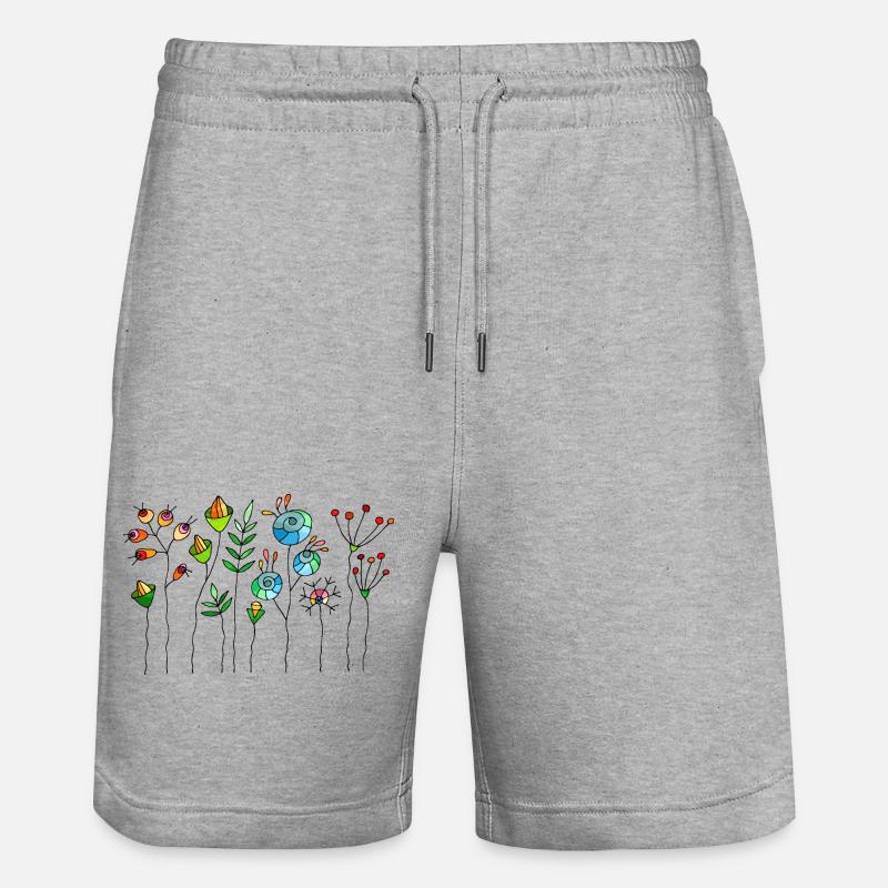 Blumen - Stanley/Stella Unisex Bio Joggingshorts Trainer  - Grau meliert