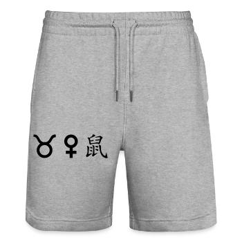 Taureau Vénus Rat - Short de jogging bio TRAINER Stanley/Stella unisexe - gris chiné - Devant - Nik (191cm) & Marisol (170cm)