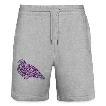 Leo Pattern and Doves - Pigeon Flair in Purple - Stanley/Stella Trainer Unisex Organic Jogging Shorts - heather grey - Front - Nik (191cm) & Marisol (170cm)