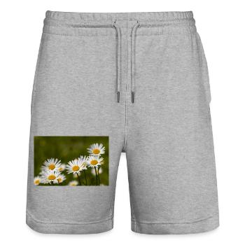 Marguerites - Short de jogging bio TRAINER Stanley/Stella unisexe - gris chiné - Devant - Nik (191cm) & Marisol (170cm)