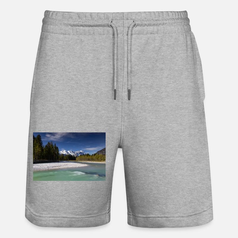 Loisach mit Zugspitzblick - Stanley/Stella Unisex Bio Joggingshorts Trainer  - Grau meliert