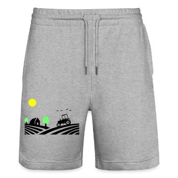 traktor farm - Stanley/Stella Unisex Bio Joggingshorts Trainer  - Grau meliert - Vorne - Nik (191cm) & Marisol (170cm)