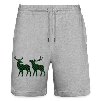 Hirsch - Stanley/Stella Unisex Bio Joggingshorts Trainer  - Grau meliert - Vorne - Nik (191cm) & Marisol (170cm)