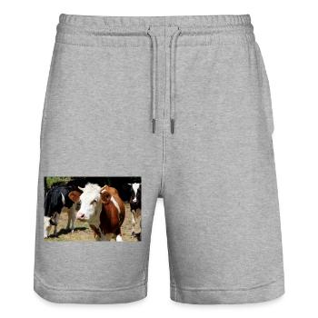 Affiche de vache - Short de jogging bio TRAINER Stanley/Stella unisexe - gris chiné - Devant - Nik (191cm) & Marisol (170cm)