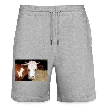 Affiche de vache - Short de jogging bio TRAINER Stanley/Stella unisexe - gris chiné - Devant - Nik (191cm) & Marisol (170cm)