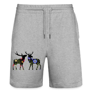 Cerf - Short de jogging bio TRAINER Stanley/Stella unisexe - gris chiné - Devant - Nik (191cm) & Marisol (170cm)