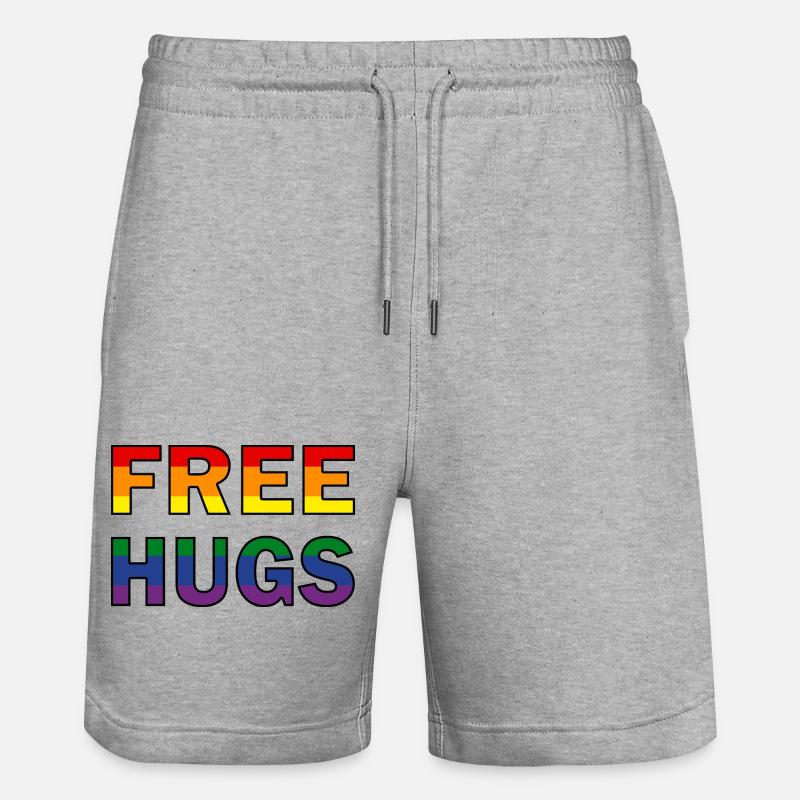 Gratuit Hugs Drapeau arc-en-ciel - Short de jogging bio TRAINER Stanley/Stella unisexe - gris chiné
