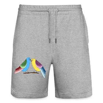Oiseaux - Short de jogging bio TRAINER Stanley/Stella unisexe - gris chiné - Devant - Nik (191cm) & Marisol (170cm)