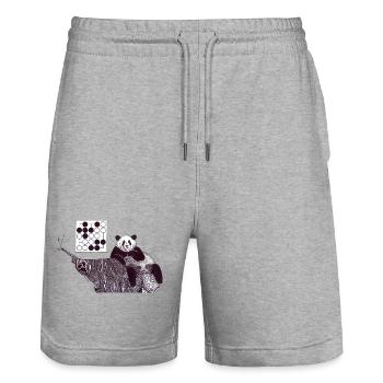 Panda 5x5 Seki - Stanley/Stella Unisex Bio Joggingshorts Trainer  - Grau meliert - Vorne - Nik (191cm) & Marisol (170cm)