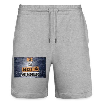 2 ist kein Gewinner, der Schriftzug Graffiti sagt - Stanley/Stella Unisex Bio Joggingshorts Trainer  - Grau meliert - Vorne - Nik (191cm) & Marisol (170cm)