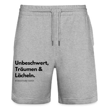 Rentner im Ruhestand - Stanley/Stella Unisex Bio Joggingshorts Trainer  - Grau meliert - Vorne - Nik (191cm) & Marisol (170cm)