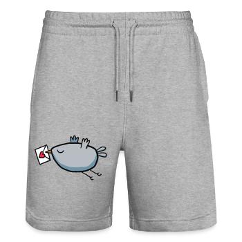 Oiseau avec lettre d’amour - Short de jogging bio TRAINER Stanley/Stella unisexe - gris chiné - Devant - Nik (191cm) & Marisol (170cm)