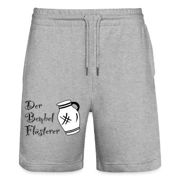 Der Bembelflüsterer - Pssst! Horsche ma her! #FFM - Stanley/Stella Unisex Bio Joggingshorts Trainer  - Grau meliert - Vorne - Nik (191cm) & Marisol (170cm)