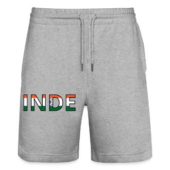 Drapeau Inde - Short de jogging bio TRAINER Stanley/Stella unisexe - gris chiné - Devant - Nik (191cm) & Marisol (170cm)