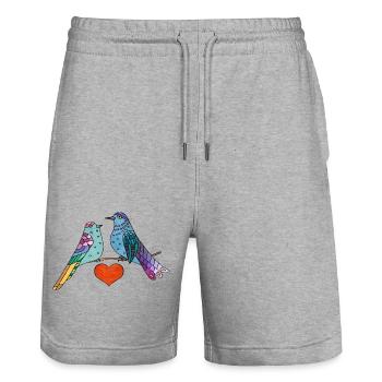 Bunte Vögel - Stanley/Stella Unisex Bio Joggingshorts Trainer  - Grau meliert - Vorne - Nik (191cm) & Marisol (170cm)