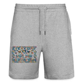 Liebe mich Valentinstag Alles Gute zum Valentinstag Valentinstag - Stanley/Stella Unisex Bio Joggingshorts Trainer  - Grau meliert - Vorne - Nik (191cm) & Marisol (170cm)
