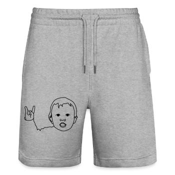Bébé Satanfingers - Short de jogging bio TRAINER Stanley/Stella unisexe - gris chiné - Devant - Nik (191cm) & Marisol (170cm)