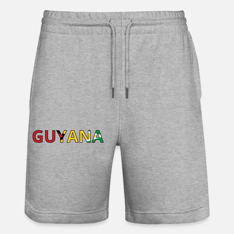 Drapeau Guyana - Short de jogging bio TRAINER Stanley/Stella unisexe - gris chiné