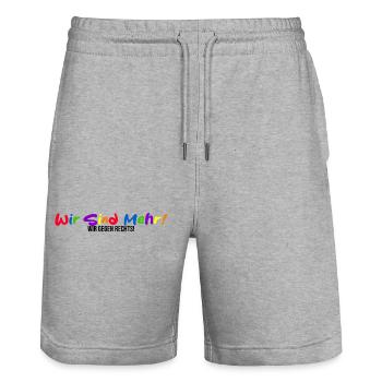 Colourful diversity - we are more! We against the right! - Stanley/Stella Trainer Unisex Organic Jogging Shorts - heather grey - Front - Nik (191cm) & Marisol (170cm)