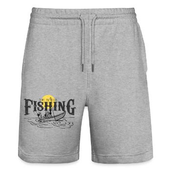 Es ist Zeit, sich beim Angeln zu entspannen - Stanley/Stella Unisex Bio Joggingshorts Trainer  - Grau meliert - Vorne - Nik (191cm) & Marisol (170cm)