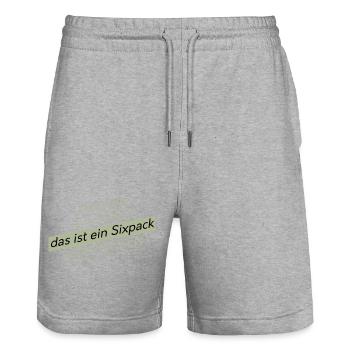 witzige Geschenkidee - Stanley/Stella Unisex Bio Joggingshorts Trainer  - Grau meliert - Vorne - Nik (191cm) & Marisol (170cm)