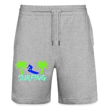 surfing - Stanley/Stella Unisex Bio Joggingshorts Trainer  - Grau meliert - Vorne - Nik (191cm) & Marisol (170cm)
