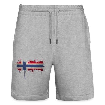 Norvège Norvège Drapeau Scandinavie Norden Tor Viking - Short de jogging bio TRAINER Stanley/Stella unisexe - gris chiné - Devant - Nik (191cm) & Marisol (170cm)