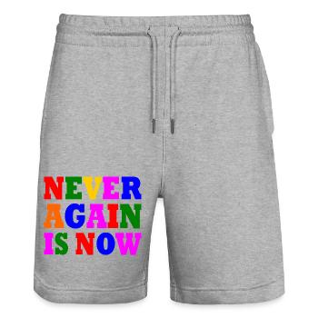 Never again is now - Stanley/Stella Unisex Bio Joggingshorts Trainer  - Grau meliert - Vorne - Nik (191cm) & Marisol (170cm)