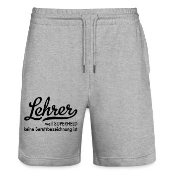 Lehrer - Stanley/Stella Unisex Bio Joggingshorts Trainer  - Grau meliert - Vorne - Nik (191cm) & Marisol (170cm)