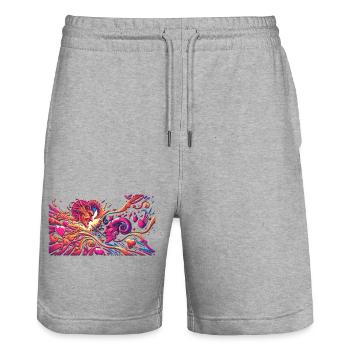 La Saint-Valentin - Short de jogging bio TRAINER Stanley/Stella unisexe - gris chiné - Devant - Nik (191cm) & Marisol (170cm)