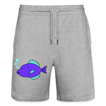 fisch comic - Stanley/Stella Unisex Bio Joggingshorts Trainer  - Grau meliert - Vorne - Nik (191cm) & Marisol (170cm)