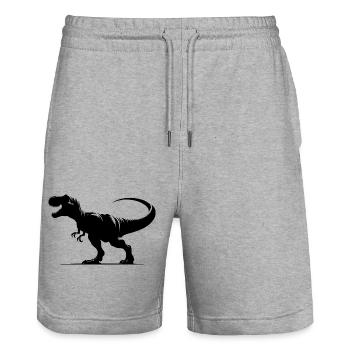 Roaring T-Rex Dinosaur - Tyrannosaurus Dino - Stanley/Stella Trainer Unisex Organic Jogging Shorts - heather grey - Front - Nik (191cm) & Marisol (170cm)