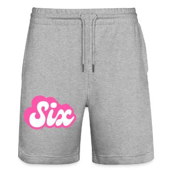Sechster Geburtstag - 6. Geburtstag Retro Pink - Stanley/Stella Unisex Bio Joggingshorts Trainer  - Grau meliert - Vorne - Nik (191cm) & Marisol (170cm)