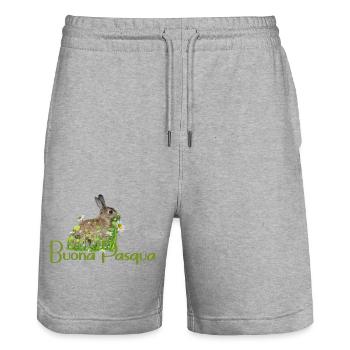 Frohe Ostern - Stanley/Stella Unisex Bio Joggingshorts Trainer  - Grau meliert - Vorne - Nik (191cm) & Marisol (170cm)